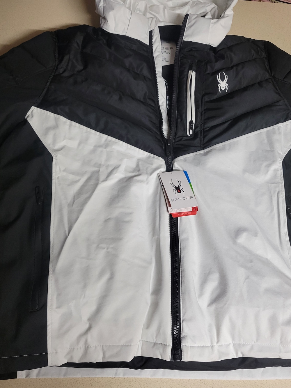 Spyder Men’s Black & White Insulated Hooded Jacket